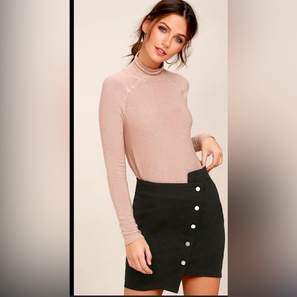 J.O.A. Black Skirt with Tag Detail